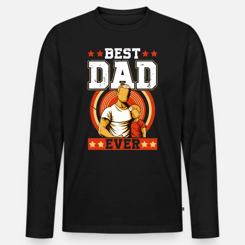 Bester Vater für immer - Männer Premium Bio Langarmshirt - Schwarz