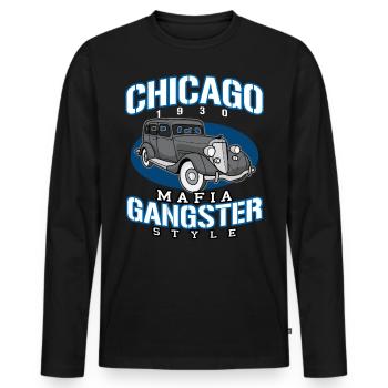 Mafia Chicago USA - Men's Premium Organic Long Sleeve Shirt - black - Front - Nico (187cm)