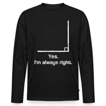 Cours de mathématiques avancé - T-shirt manches longues Premium bio Homme - noir - Devant - Nico (187cm)