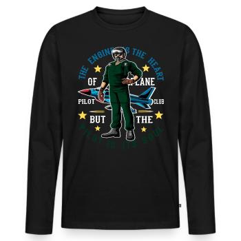 Pilot pilots plane flying plane airfield - Men's Premium Organic Long Sleeve Shirt - black - Front - Nico (187cm)