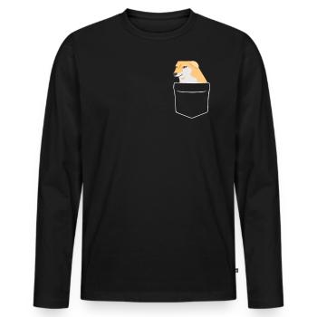 Pocket Cheems the Doge Shiba Inu Meme Gift - T-shirt manches longues Premium bio Homme - noir - Devant - Nico (187cm)