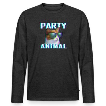 EDM Rave Electro Dubstep Hardstyle - Men's Premium Organic Long Sleeve Shirt - heather anthracite - Front - Nico (187cm)