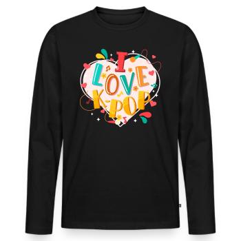 I Love K-Pop Music Kpop Koreanische Pop Musik - Männer Premium Bio Langarmshirt - Schwarz - Vorne - Nico (187cm)