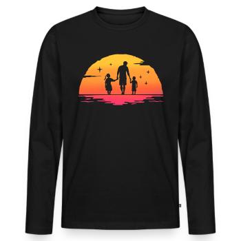 Vater und Tochter - Vater und Sohn, Vater Sohn und Tochter - Männer Premium Bio Langarmshirt - Schwarz - Vorne - Nico (187cm)