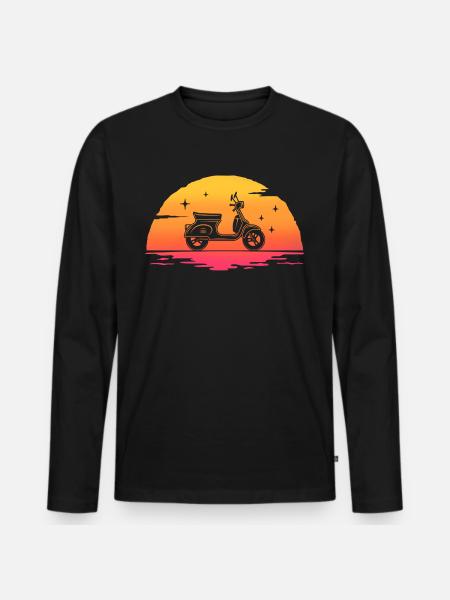 Sunrise Moped Roller - Männer Premium Bio Langarmshirt - Schwarz