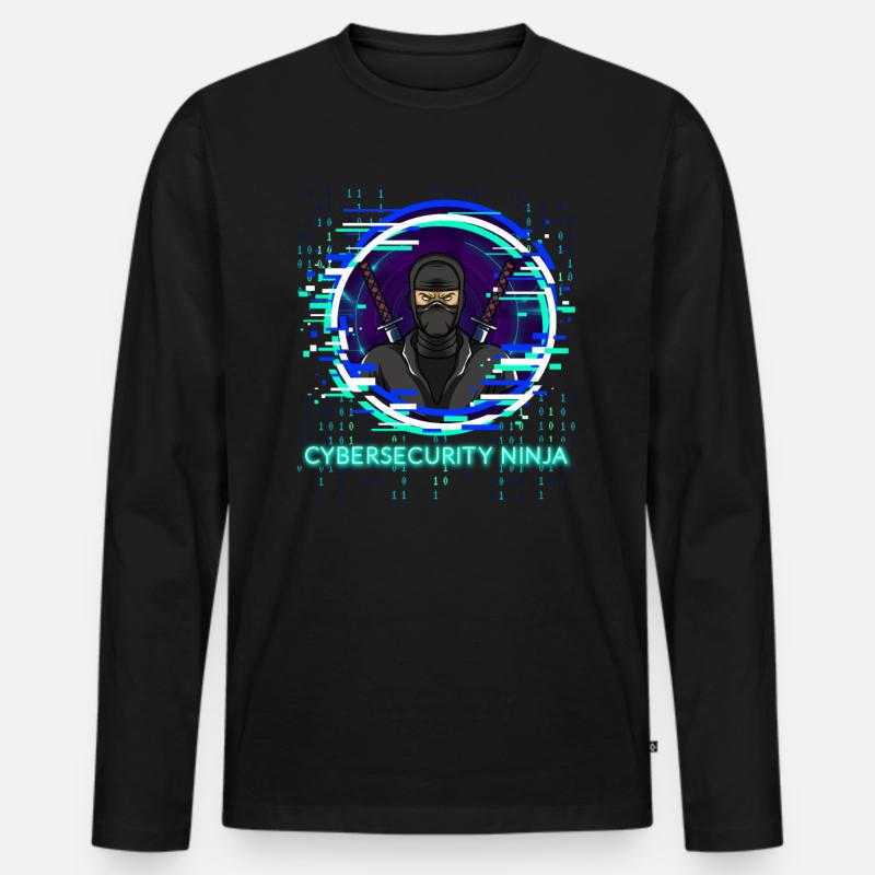 Programmeur de code ninja de cybersécurité Nerd T-shirt manches longues Premium bio Homme