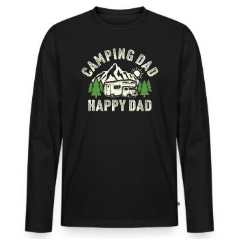 camping dad happy dad camping motorhome - T-shirt manches longues Premium bio Homme - noir - Devant - Nico (187cm)
