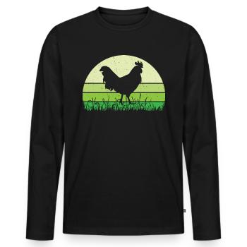 Rooster - Men's Premium Organic Long Sleeve Shirt - black - Front - Nico (187cm)