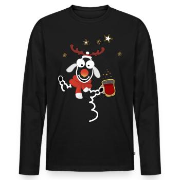 Marché de Noël au vin chaud - T-shirt manches longues Premium bio Homme - noir - Devant - Nico (187cm)