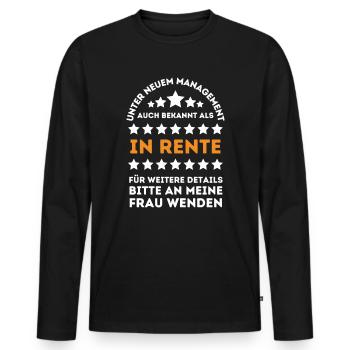 Unter neuem Management – Lustiges Rentner-Design - Männer Premium Bio Langarmshirt - Schwarz - Vorne - Nico (187cm)