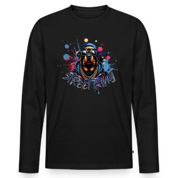 Rottweiler Street King, Hip Hop Style, Streetwear - Men's Premium Organic Long Sleeve Shirt - black - Front - Nico (187cm)