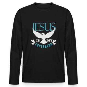 Jésus-Christ - T-shirt manches longues Premium bio Homme - noir - Devant - Nico (187cm)