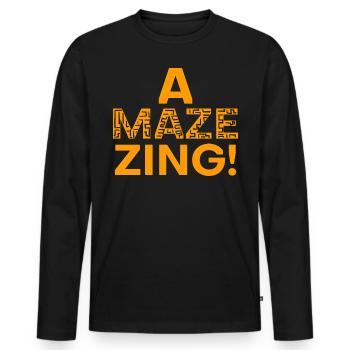 Amazing - Männer Premium Bio Langarmshirt - Schwarz - Vorne - Nico (187cm)