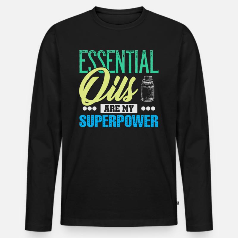 Essential Oils Are My Superpower - Männer Premium Bio Langarmshirt - Schwarz