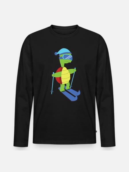 Ski Animal Turtle - Men's Premium Organic Long Sleeve Shirt - black