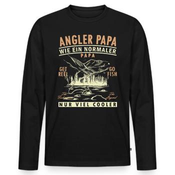 Geschenkidee Angler Papa - Männer Premium Bio Langarmshirt - Schwarz - Vorne - Nico (187cm)