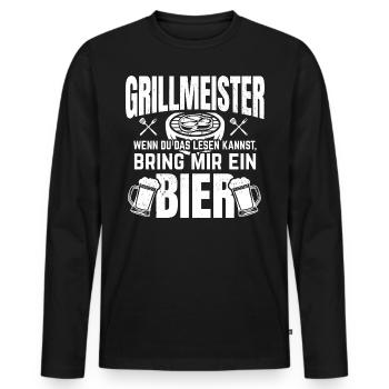 Grillmeister Sprüche | Bier Grillen Grill Geschenk - Männer Premium Bio Langarmshirt - Schwarz - Vorne - Nico (187cm)