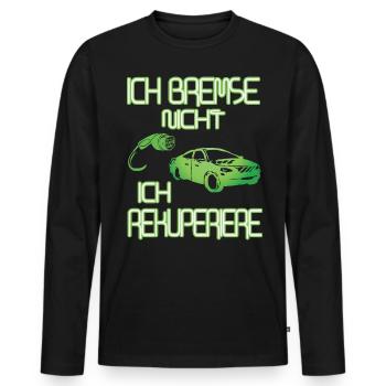 Rekuperation - Männer Premium Bio Langarmshirt - Schwarz - Vorne - Nico (187cm)