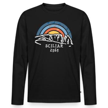 Sciliar Sciliar Catinaccio Randonnée Dolomites - T-shirt manches longues Premium bio Homme - noir - Devant - Nico (187cm)