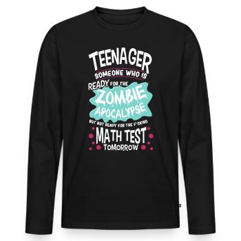 Funny Teen School Zombie Apocalypse - Men's Premium Organic Long Sleeve Shirt - black - Front - Nico (187cm)