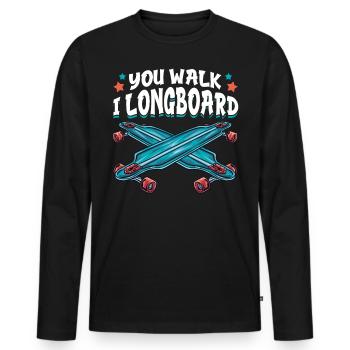 Du Gehst Ich Longboard Lustiges Longboarding - Männer Premium Bio Langarmshirt - Schwarz - Vorne - Nico (187cm)