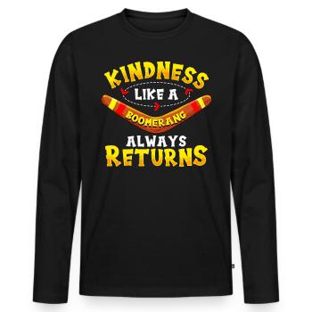 Freundlichkeit Wie Ein Bumerang - Männer Premium Bio Langarmshirt - Schwarz - Vorne - Nico (187cm)