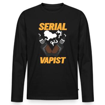 Vaping Serial Vapist E-zigarette - Männer Premium Bio Langarmshirt - Schwarz - Vorne - Nico (187cm)