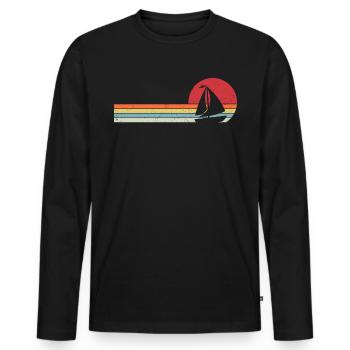 Segelboot Retro T-Shirt Segelboot Boot - Männer Premium Bio Langarmshirt - Schwarz - Vorne - Nico (187cm)