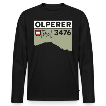 Olperer Tirol Ascent Crossing Souvenir - Men's Premium Organic Long Sleeve Shirt - black - Front - Nico (187cm)