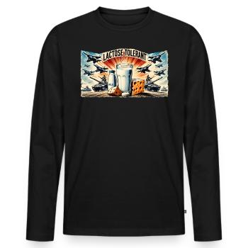 Tolérant au lactose - T-shirt manches longues Premium bio Homme - noir - Devant - Nico (187cm)
