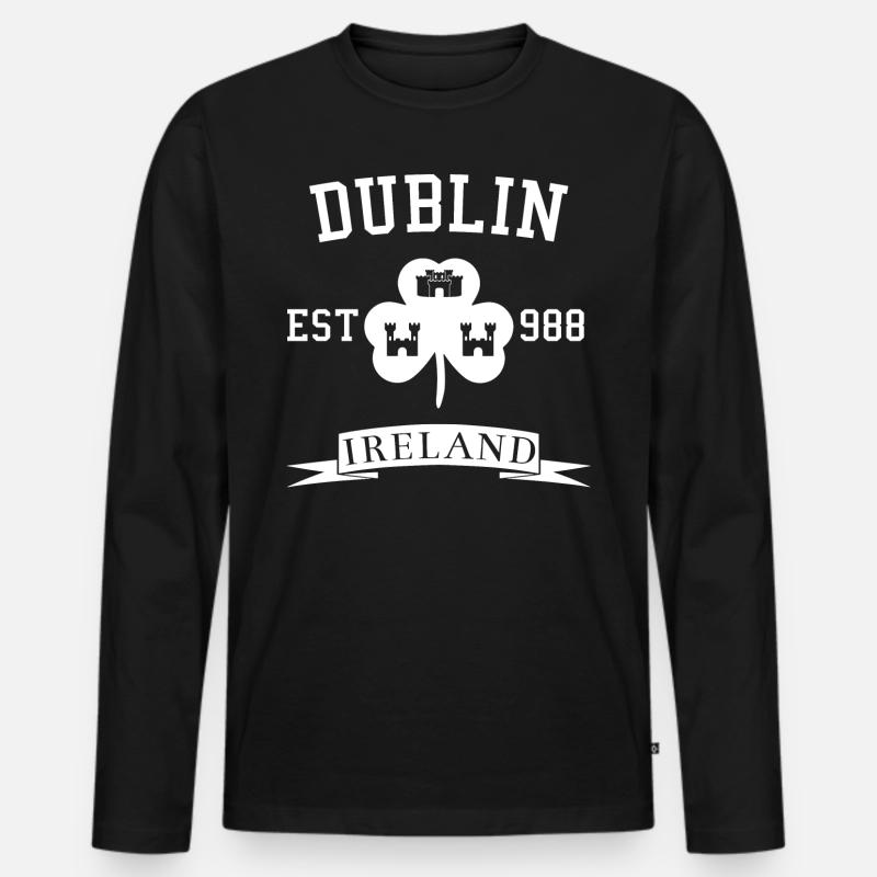 DUBLIN IRLAND - Männer Premium Bio Langarmshirt - Schwarz