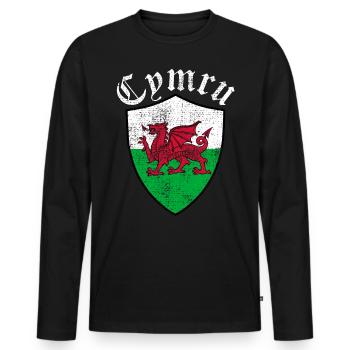 Wales Wales Wales - Männer Premium Bio Langarmshirt - Schwarz - Vorne - Nico (187cm)