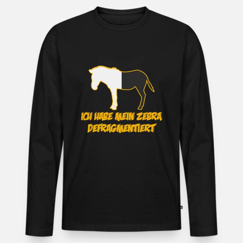 Zebra Defragmentiert Informatiker - Männer Premium Bio Langarmshirt - Schwarz