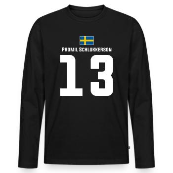 Schwedische Namen Fußball Sauf Mallorca Trikot - Männer Premium Bio Langarmshirt - Schwarz - Vorne - Nico (187cm)