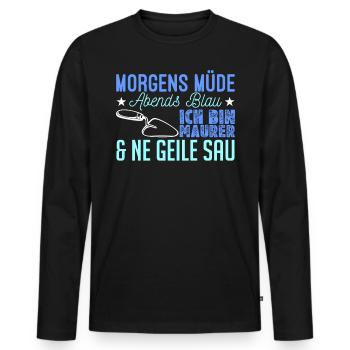 Maurer Beruf Maurermeister Baustelle - Männer Premium Bio Langarmshirt - Schwarz - Vorne - Nico (187cm)