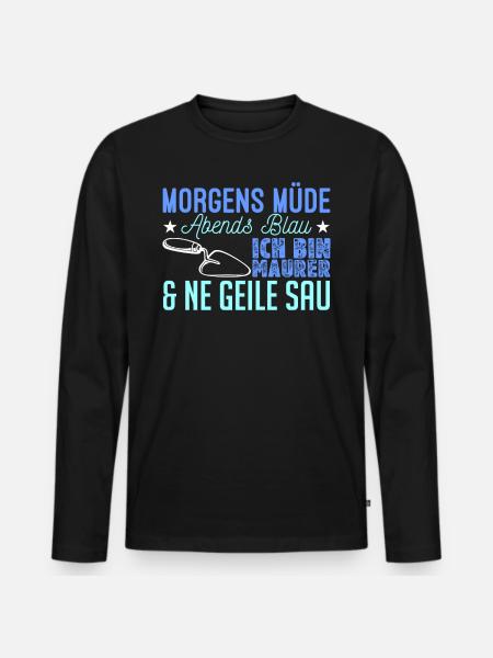 Maurer Beruf Maurermeister Baustelle - Männer Premium Bio Langarmshirt - Schwarz