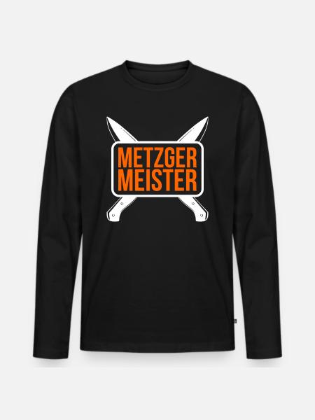 Metzgermeister Metzger Fleischer Schlachter - Männer Premium Bio Langarmshirt - Schwarz