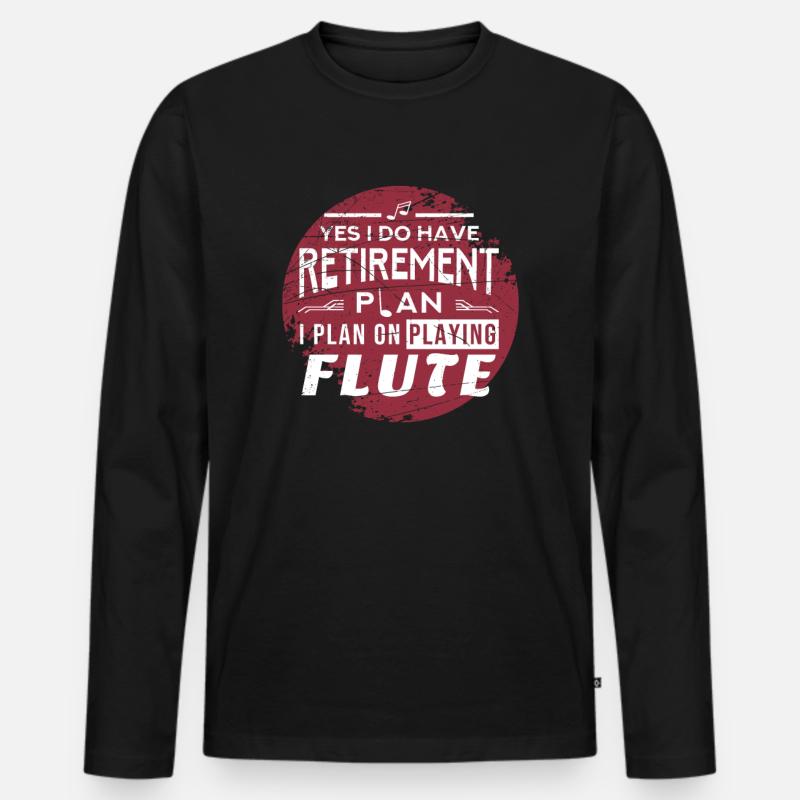 Flöte Rente - Männer Premium Bio Langarmshirt - Schwarz