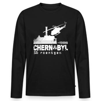 Tschernobyl TShirt 1986 3.6 Roentgen Soviet UdSSR - Männer Premium Bio Langarmshirt - Schwarz - Vorne - Nico (187cm)