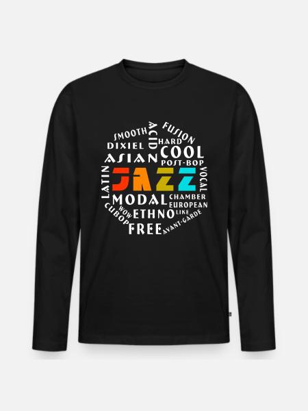 Jazzstijlen Jazz genre met jazz - Mannen Premium Bio shirt met lange mouwen - zwart