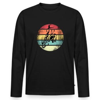 Jazz and Saxophonist Retro - Men's Premium Organic Long Sleeve Shirt - black - Front - Nico (187cm)