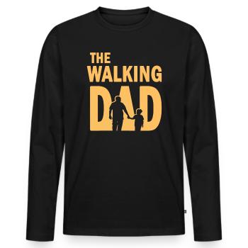 La marche papa Pour la fête des pères - T-shirt manches longues Premium bio Homme - noir - Devant - Nico (187cm)