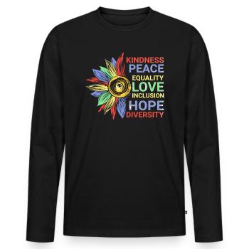 Peace love Sunflower Fyer's pride - Men's Premium Organic Long Sleeve Shirt - black - Front - Nico (187cm)