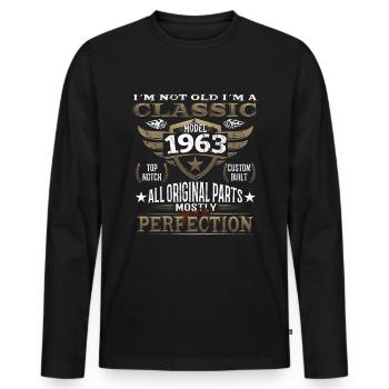 Anniversaire Vintage 1963 - 63 Classic - T-shirt manches longues Premium bio Homme - noir - Devant - Nico (187cm)