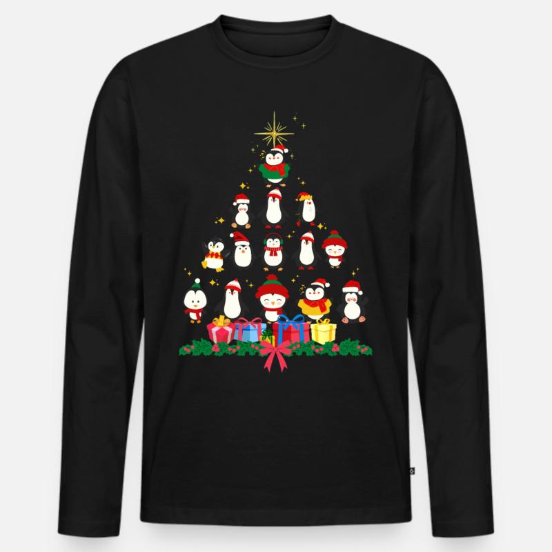 Pinguin-Weihnachten. Weihnachtsgeschenk - Männer Premium Bio Langarmshirt - Schwarz