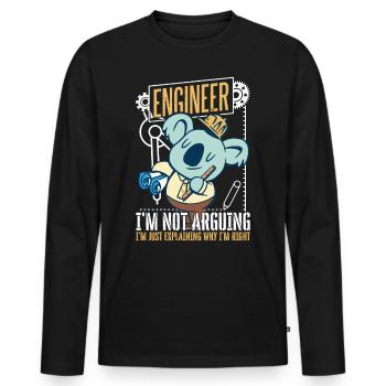 Ingenieur Ich streite nicht Lustiger Ingenieur - Männer Premium Bio Langarmshirt - Schwarz - Vorne - Nico (187cm)