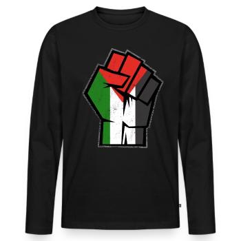 Palestine libre, Vinatge Patriotique palestinien - T-shirt manches longues Premium bio Homme - noir - Devant - Nico (187cm)