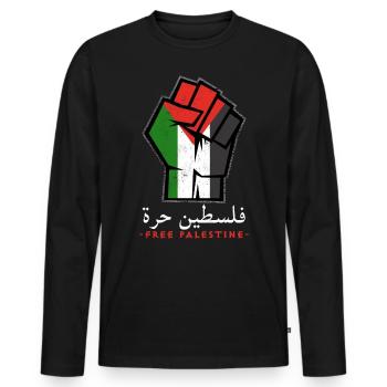 Palestine libre, drapeau patriotique palestinien - T-shirt manches longues Premium bio Homme - noir - Devant - Nico (187cm)