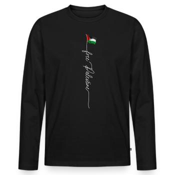 Palestine libre, drapeau patriotique palestinien vintage - T-shirt manches longues Premium bio Homme - noir - Devant - Nico (187cm)