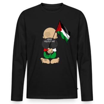 Palestine libre, drapeau patriotique palestinien, - T-shirt manches longues Premium bio Homme - noir - Devant - Nico (187cm)